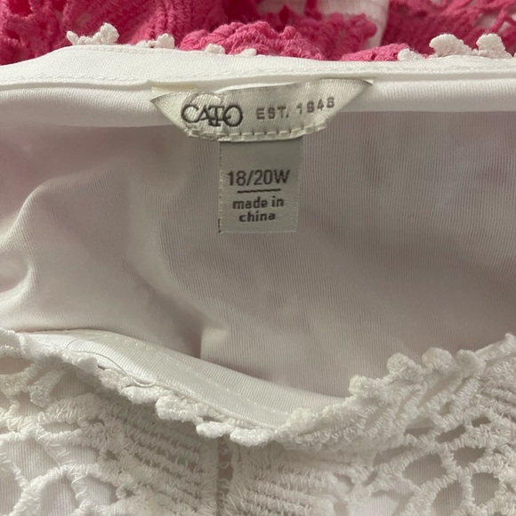 Pink and White Crocheted Tank from Cato Size: 18-20 - Picture 3 of 3